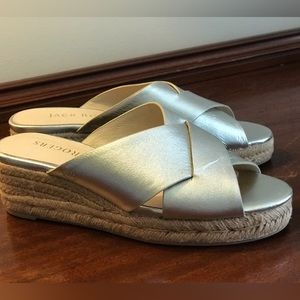 NWT Jack Rogers Gold Jute Wedge Slides 6